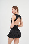 Black Ruffle Trim Mini Dress with Turtleneck - Stylish and Chic Outfit for Modern Women