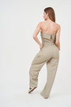 Sleek Beige Strapless Jumpsuit - Effortless Style for All-Day Comfort