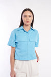 Breezy Linen Casual Top for Women - Light Blue Everyday Blouse
A stylish light blue linen blouse with a classic collared design, perfect for everyday wear.