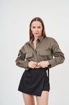 Chic oversized cargo jacket for fashionable women