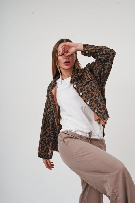 Chic Leopard Print Denim Jacket for Effortless Style