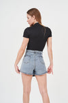 Stylish denim shorts with distressed accents - H Apparel