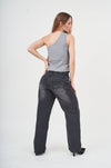 Stylish Gray Lace-Up Women's Cargo Pants by H Apparel - Modern denim design with lace-up details, functional pockets, and a sleek fit.