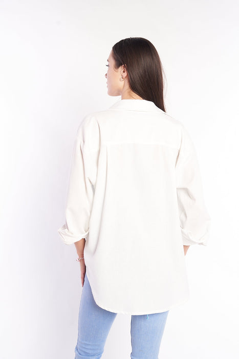 Chic and Cozy Oversized Linen Shirt by H Apparel