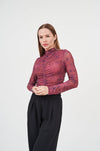 Elegant Burgundy Floral Embroidered Blouse - Stylish, intricate design for modern fashion.