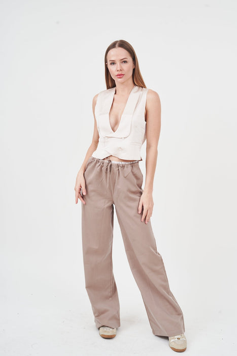 Elegant & Versatile Satin Top with Wide-Leg Trousers Set: Refined silhouette, luxurious satin, and comfortable wide-leg pants for a polished, effortless style.