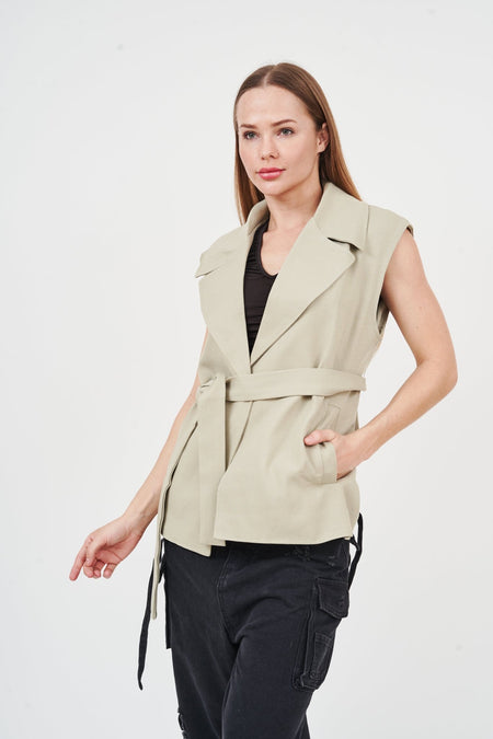 Chic sleeveless collared vest from H Apparel - versatile layering piece with pockets.