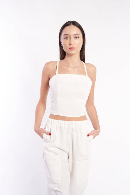 Chic linen crop top by H Apparel - Sleek and stylish top for modern fashion.