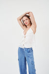 Elegant Woman's White Satin Top for Chic Style