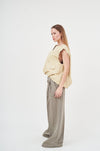 Wide-Leg Linen Blend Trousers with Tie Waist - Stylish and versatile bottoms in a natural linen blend with a relaxed silhouette and adjustable tie waist.