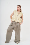 Elegant Linen-Blend Trousers: Wide-Leg Silhouette with Tie Waist