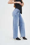 High-rise distressed denim jeans from H Apparel, featuring a relaxed, wide-leg silhouette and stylish rips for a trendy, casual look.