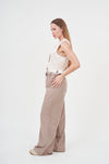 Wide-Leg Khaki Pants with Belted Waist - Elegant and Versatile Bottoms